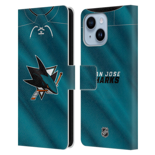 NHL San Jose Sharks Jersey Leather Book Wallet Case Cover For Apple iPhone 14 Plus