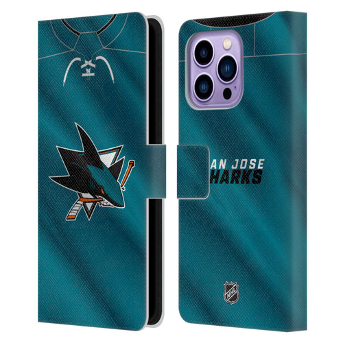 NHL San Jose Sharks Jersey Leather Book Wallet Case Cover For Apple iPhone 14 Pro Max