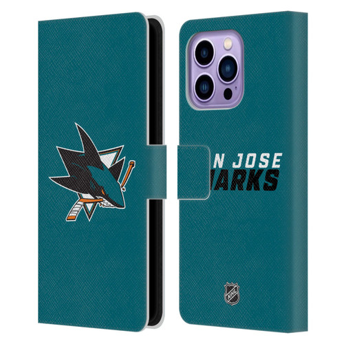 NHL San Jose Sharks Plain Leather Book Wallet Case Cover For Apple iPhone 14 Pro Max
