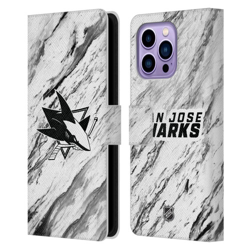 NHL San Jose Sharks Marble Leather Book Wallet Case Cover For Apple iPhone 14 Pro Max