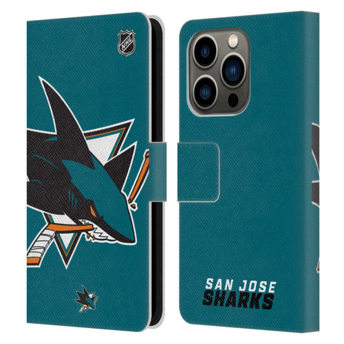 NHL San Jose Sharks Oversized Leather Book Wallet Case Cover For Apple iPhone 14 Pro