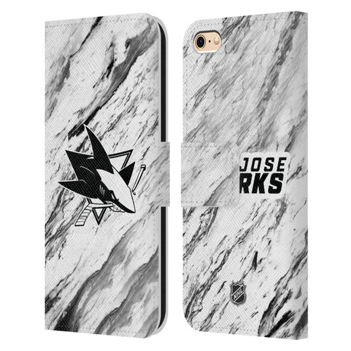 NHL San Jose Sharks Marble Leather Book Wallet Case Cover For Apple iPhone 6 / iPhone 6s