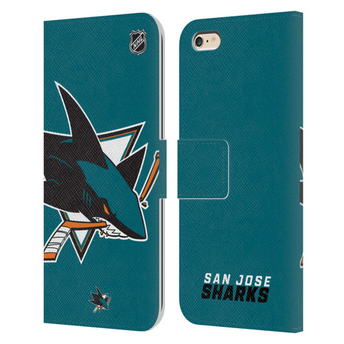 NHL San Jose Sharks Oversized Leather Book Wallet Case Cover For Apple iPhone 6 Plus / iPhone 6s Plus