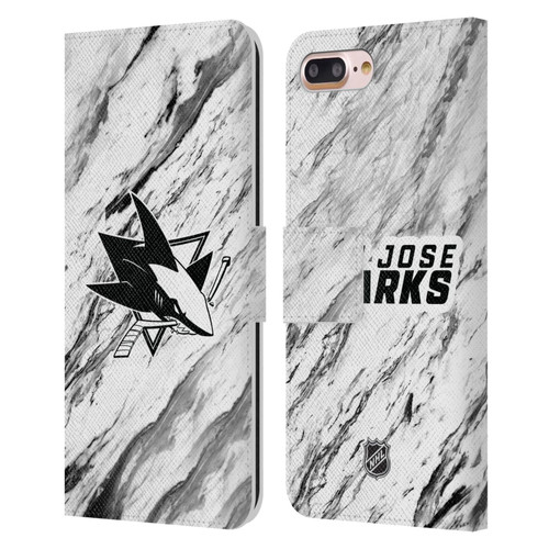 NHL San Jose Sharks Marble Leather Book Wallet Case Cover For Apple iPhone 7 Plus / iPhone 8 Plus