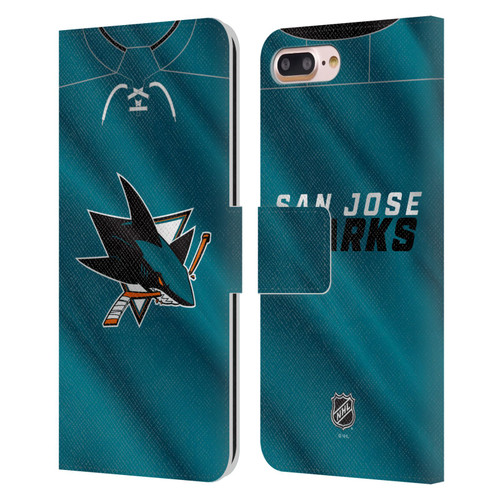 NHL San Jose Sharks Jersey Leather Book Wallet Case Cover For Apple iPhone 7 Plus / iPhone 8 Plus