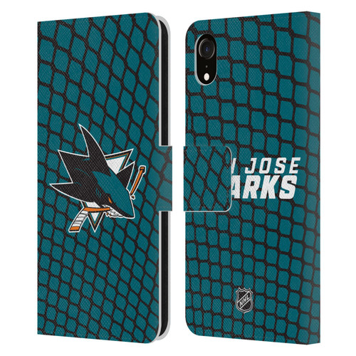 NHL San Jose Sharks Net Pattern Leather Book Wallet Case Cover For Apple iPhone XR