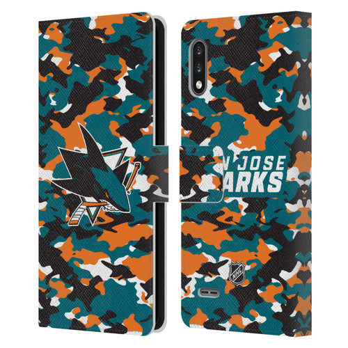 NHL San Jose Sharks Camouflage Leather Book Wallet Case Cover For LG K22