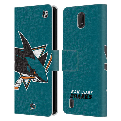 NHL San Jose Sharks Oversized Leather Book Wallet Case Cover For Nokia C01 Plus/C1 2nd Edition