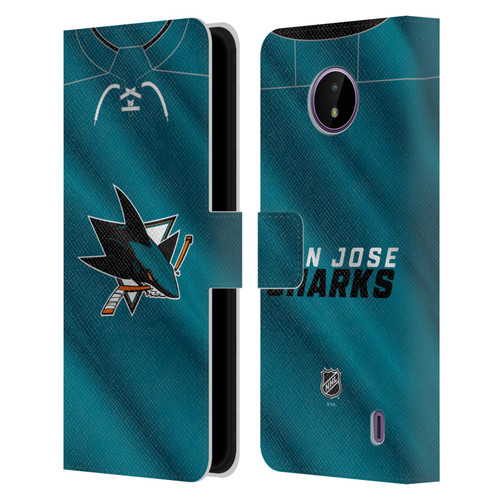 NHL San Jose Sharks Jersey Leather Book Wallet Case Cover For Nokia C10 / C20