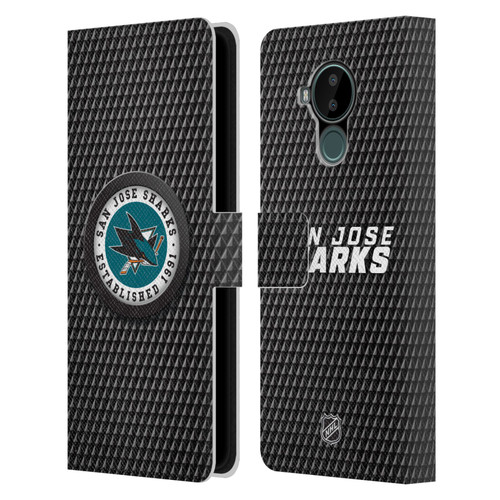 NHL San Jose Sharks Puck Texture Leather Book Wallet Case Cover For Nokia C30