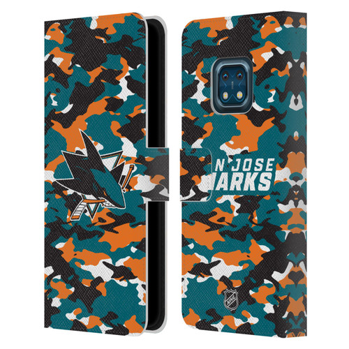 NHL San Jose Sharks Camouflage Leather Book Wallet Case Cover For Nokia XR20