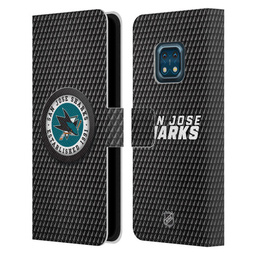 NHL San Jose Sharks Puck Texture Leather Book Wallet Case Cover For Nokia XR20