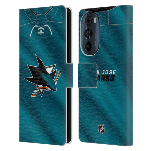 NHL San Jose Sharks Jersey Leather Book Wallet Case Cover For Motorola Edge 30