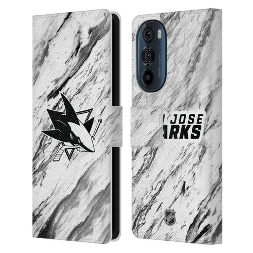 NHL San Jose Sharks Marble Leather Book Wallet Case Cover For Motorola Edge 30