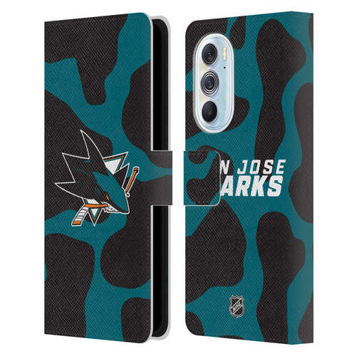 NHL San Jose Sharks Cow Pattern Leather Book Wallet Case Cover For Motorola Edge X30