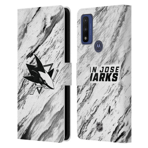 NHL San Jose Sharks Marble Leather Book Wallet Case Cover For Motorola G Pure
