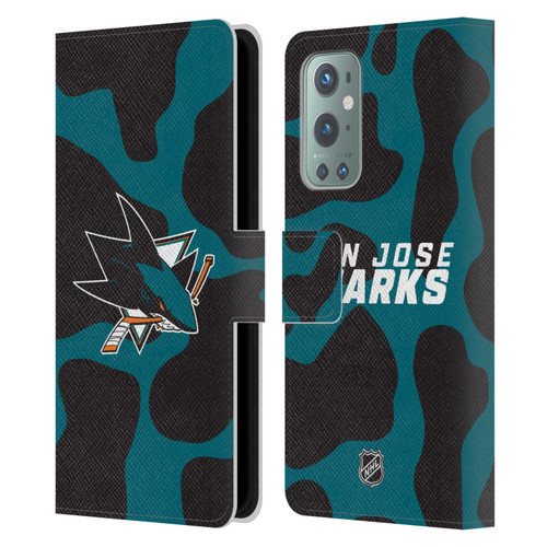 NHL San Jose Sharks Cow Pattern Leather Book Wallet Case Cover For OnePlus 9