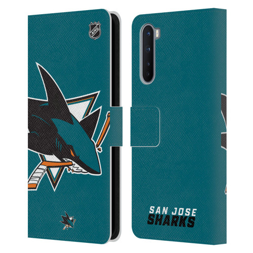 NHL San Jose Sharks Oversized Leather Book Wallet Case Cover For OnePlus Nord 5G