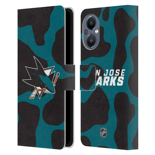 NHL San Jose Sharks Cow Pattern Leather Book Wallet Case Cover For OnePlus Nord N20 5G