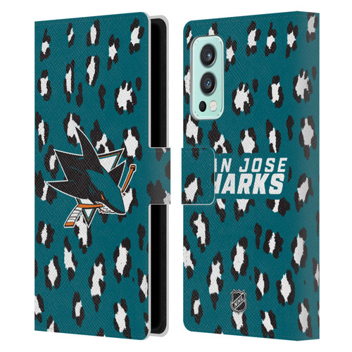 NHL San Jose Sharks Leopard Patten Leather Book Wallet Case Cover For OnePlus Nord 2 5G