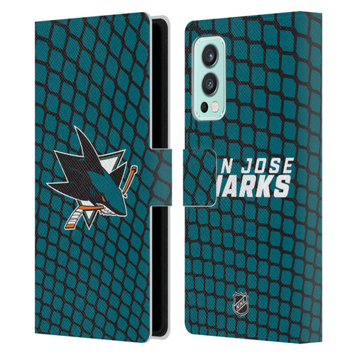 NHL San Jose Sharks Net Pattern Leather Book Wallet Case Cover For OnePlus Nord 2 5G