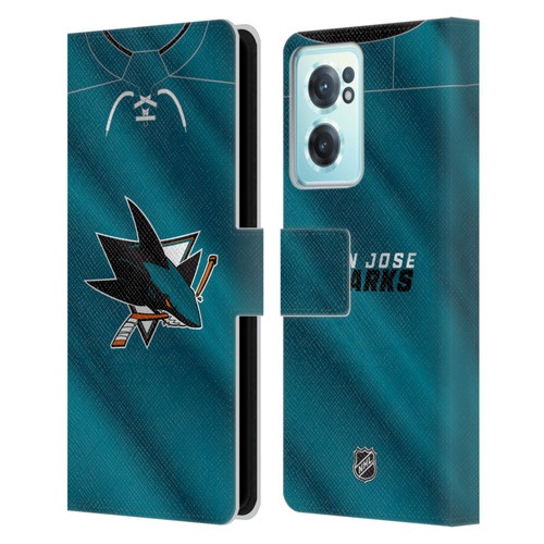 NHL San Jose Sharks Jersey Leather Book Wallet Case Cover For OnePlus Nord CE 2 5G
