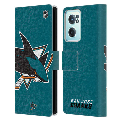 NHL San Jose Sharks Oversized Leather Book Wallet Case Cover For OnePlus Nord CE 2 5G