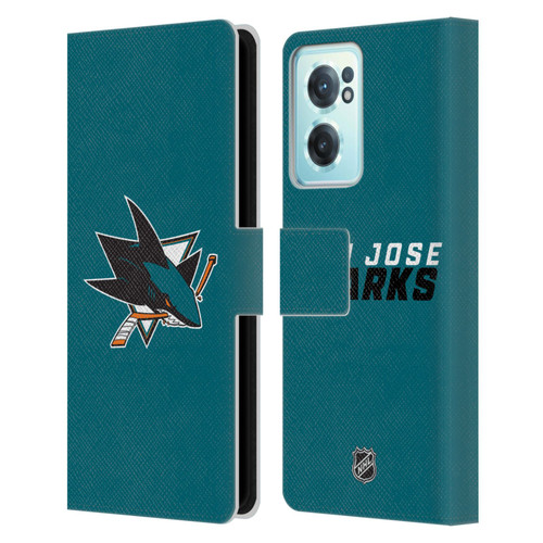 NHL San Jose Sharks Plain Leather Book Wallet Case Cover For OnePlus Nord CE 2 5G