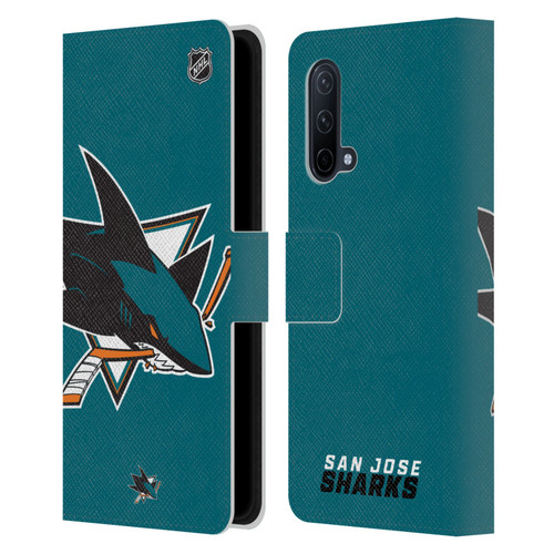 NHL San Jose Sharks Oversized Leather Book Wallet Case Cover For OnePlus Nord CE 5G