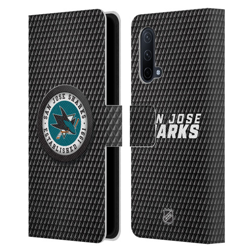 NHL San Jose Sharks Puck Texture Leather Book Wallet Case Cover For OnePlus Nord CE 5G