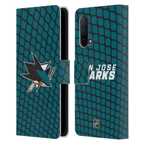 NHL San Jose Sharks Net Pattern Leather Book Wallet Case Cover For OnePlus Nord CE 5G