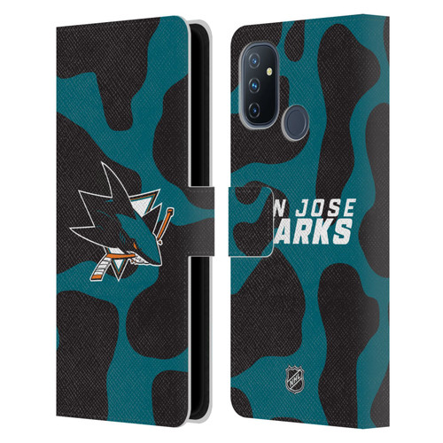 NHL San Jose Sharks Cow Pattern Leather Book Wallet Case Cover For OnePlus Nord N100