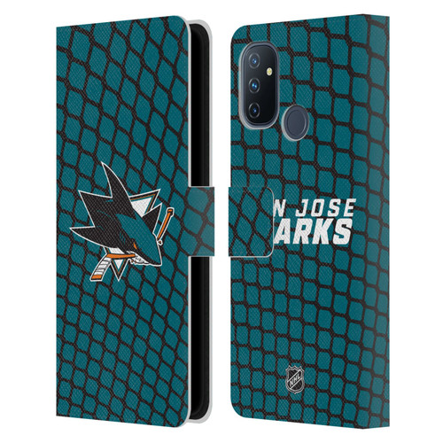 NHL San Jose Sharks Net Pattern Leather Book Wallet Case Cover For OnePlus Nord N100