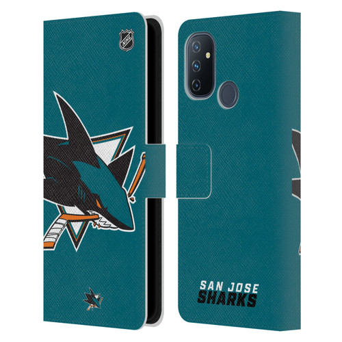 NHL San Jose Sharks Oversized Leather Book Wallet Case Cover For OnePlus Nord N100