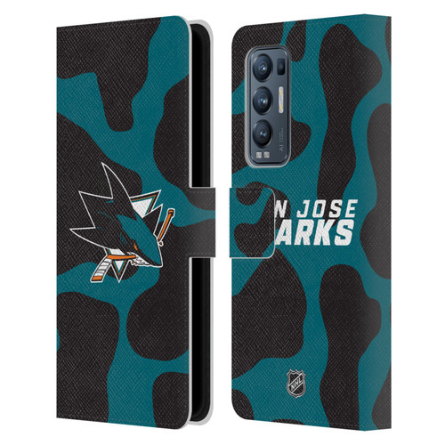 NHL San Jose Sharks Cow Pattern Leather Book Wallet Case Cover For OPPO Find X3 Neo / Reno5 Pro+ 5G