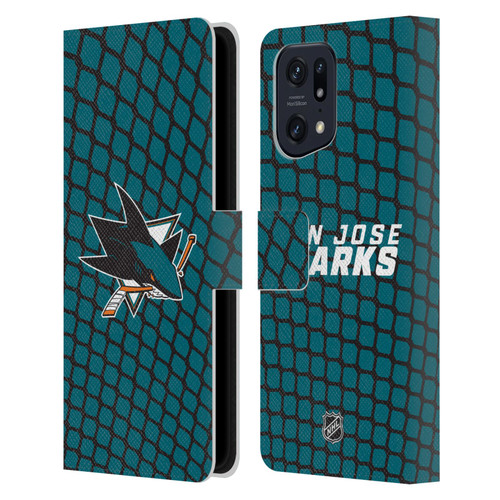 NHL San Jose Sharks Net Pattern Leather Book Wallet Case Cover For OPPO Find X5