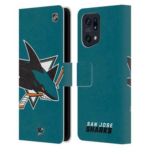 NHL San Jose Sharks Oversized Leather Book Wallet Case Cover For OPPO Find X5