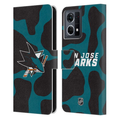 NHL San Jose Sharks Cow Pattern Leather Book Wallet Case Cover For OPPO Reno8 4G