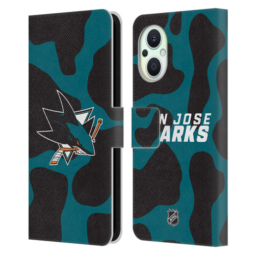 NHL San Jose Sharks Cow Pattern Leather Book Wallet Case Cover For OPPO Reno8 Lite