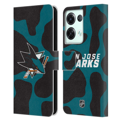 NHL San Jose Sharks Cow Pattern Leather Book Wallet Case Cover For OPPO Reno8 Pro