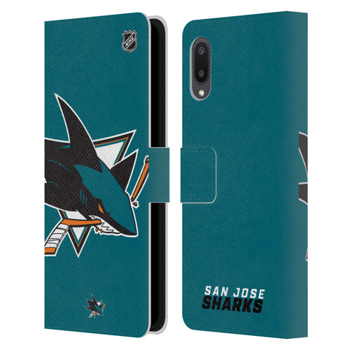 NHL San Jose Sharks Oversized Leather Book Wallet Case Cover For Samsung Galaxy A02/M02 (2021)