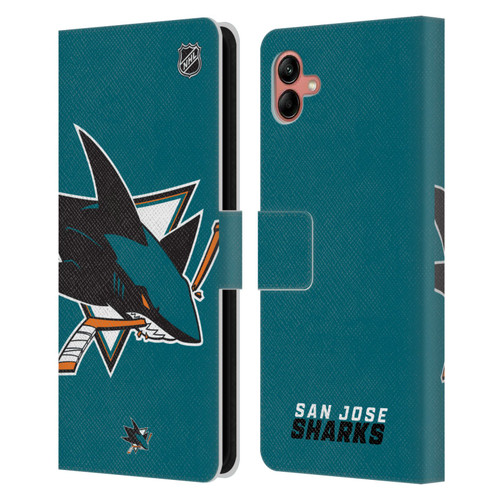 NHL San Jose Sharks Oversized Leather Book Wallet Case Cover For Samsung Galaxy A04 (2022)