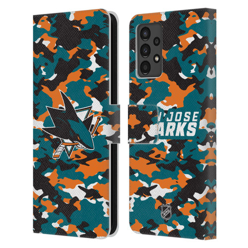 NHL San Jose Sharks Camouflage Leather Book Wallet Case Cover For Samsung Galaxy A13 (2022)