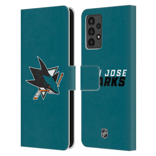 NHL San Jose Sharks Plain Leather Book Wallet Case Cover For Samsung Galaxy A13 (2022)