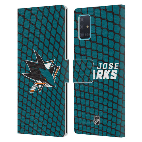 NHL San Jose Sharks Net Pattern Leather Book Wallet Case Cover For Samsung Galaxy A51 (2019)