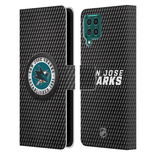 NHL San Jose Sharks Puck Texture Leather Book Wallet Case Cover For Samsung Galaxy F62 (2021)