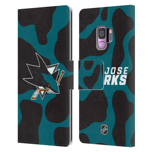NHL San Jose Sharks Cow Pattern Leather Book Wallet Case Cover For Samsung Galaxy S9
