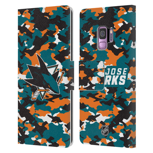 NHL San Jose Sharks Camouflage Leather Book Wallet Case Cover For Samsung Galaxy S9