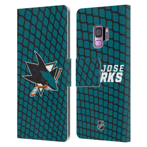 NHL San Jose Sharks Net Pattern Leather Book Wallet Case Cover For Samsung Galaxy S9