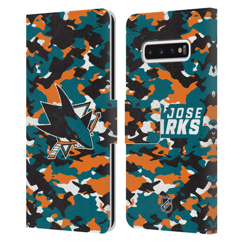 NHL San Jose Sharks Camouflage Leather Book Wallet Case Cover For Samsung Galaxy S10